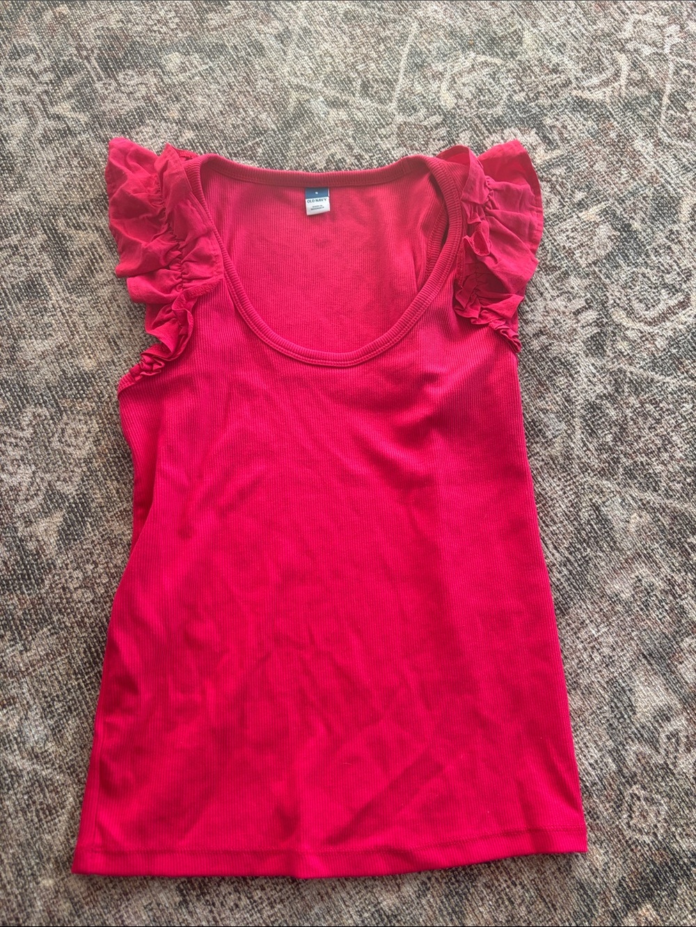 Old Navy Hot Pink Ruffle Sleeve Scoop Tank